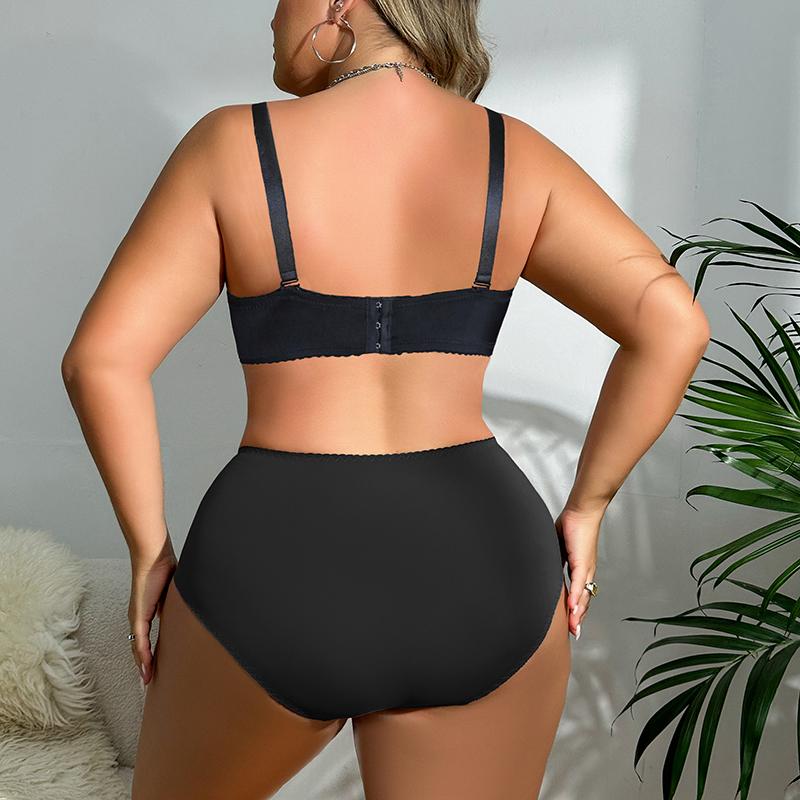 Plus Size Lingerie Set for Women Half Cup Wired Underwear Set Plain Unlined Thin Bra and Panty Set 85C-110D