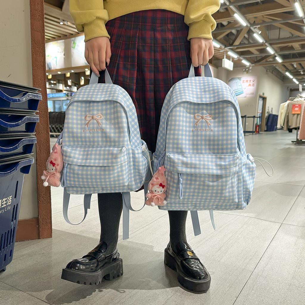 Schoolbag Japanese fresh schoolbag female ins bow travel backpack large capacity cute soft cute girl backpack