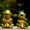 Solar Turtle Frog Owl Statue Garden Light Figurine Outdoor Lawn Decor Statue Waterproof Cute Animal Ornaments Patio Balcony Yard