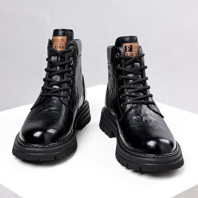 Herren Herbst- und Winter Martin Stiefel Fleece verdickte thermische Baumwollschuhe Retro Trend Lokomotiv-Arbeitsstiefel