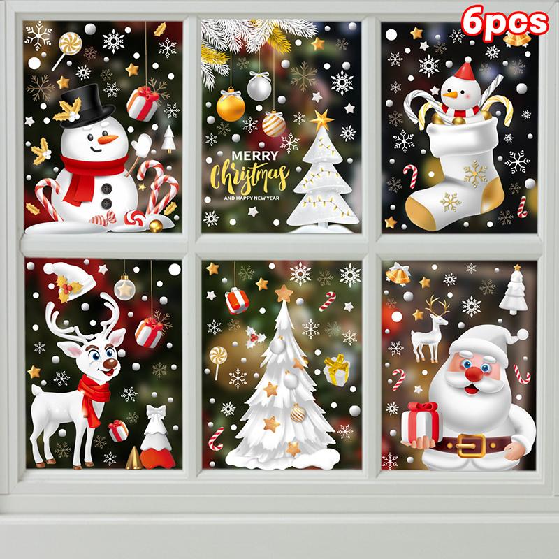 Christmas Candy Snow House Static Sticker, Christmas Glass Window Stickers, Christmas Window Stickers Decoration