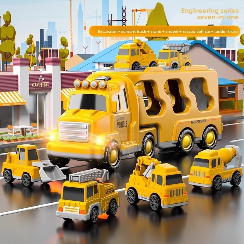 

Truck Toy Fire Model Set With Lights And Sound For Kids Entertainment Learning Engineering Vehicle