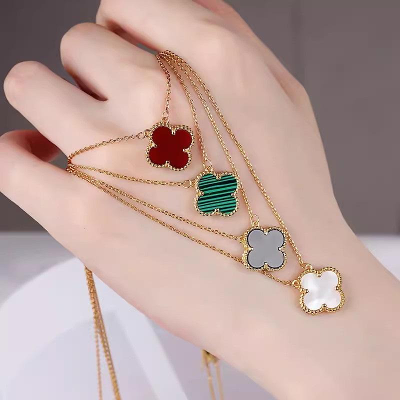 High-Grade Lucky Double-Sided Four-Leaf Clover Necklace Simple Collarbone Chain Pendant Fashion Temperament Women's Necklace