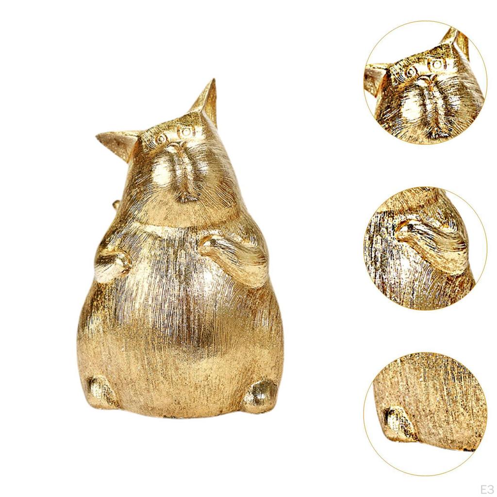 Cat Statue Animal Figurine Decor Holiday Decoration Resin Sculpture Desktop Ornament for Indoor