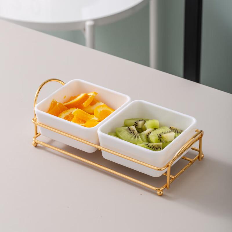 Deer White Melamine 2-Compartment Snack Plate Set