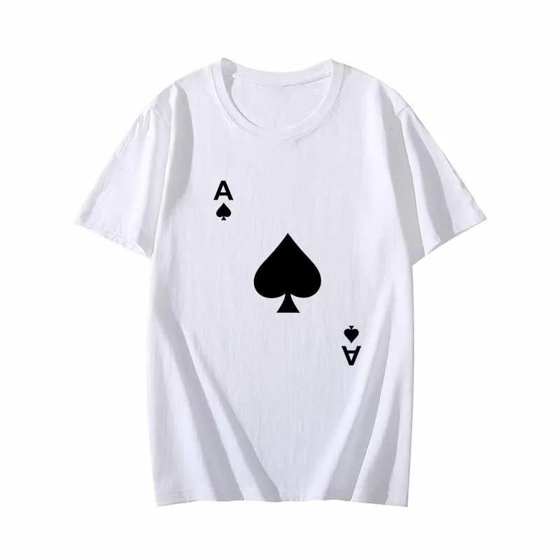 Ace Of Spades Print Tshirt For Unisex Summer Casual Fashion Funny Minimalist Streetwear Tops Cotton Oneck Short Sleeve Tshirts