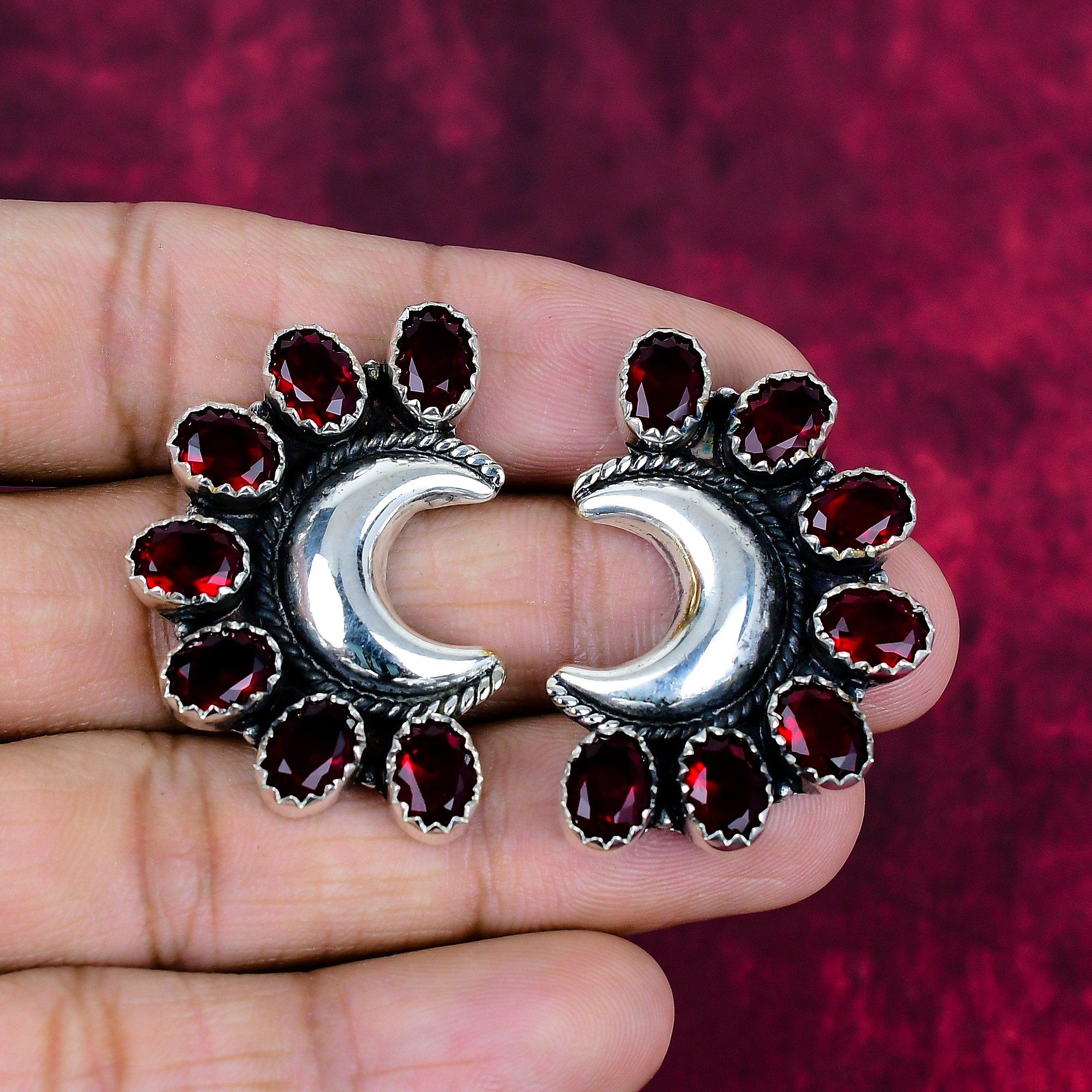 

Серьги с красным гранатом, Ювелирные изделия с драгоценными камнями, Серьги из стерлингового серебра 925 пробы, Ювелирные изделия ручной работы, Серьги с камнем-талисманом, Подарок для него 1.57 Inches красный