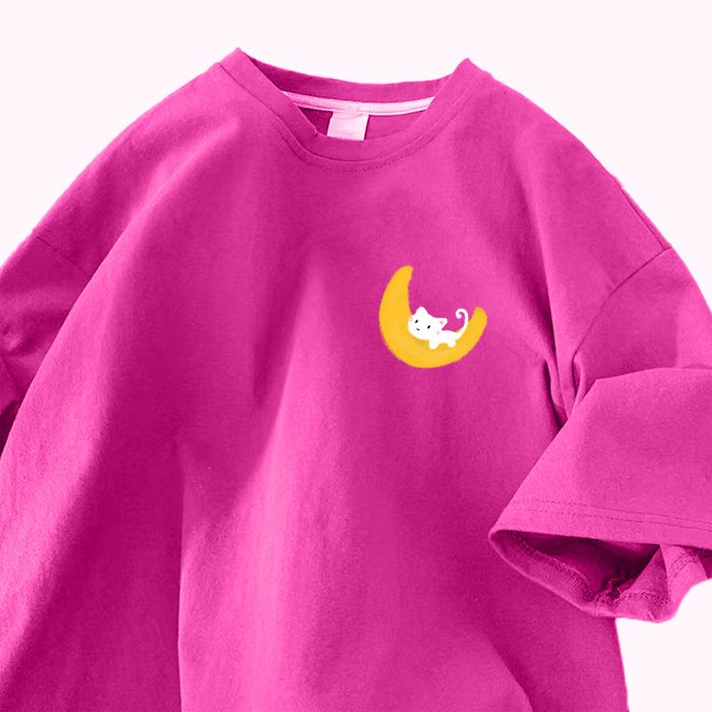 Cotton Short-sleeved T-shirt Female Summer Korean Version of The Loose Round Neck Printed Tops Trend Women's