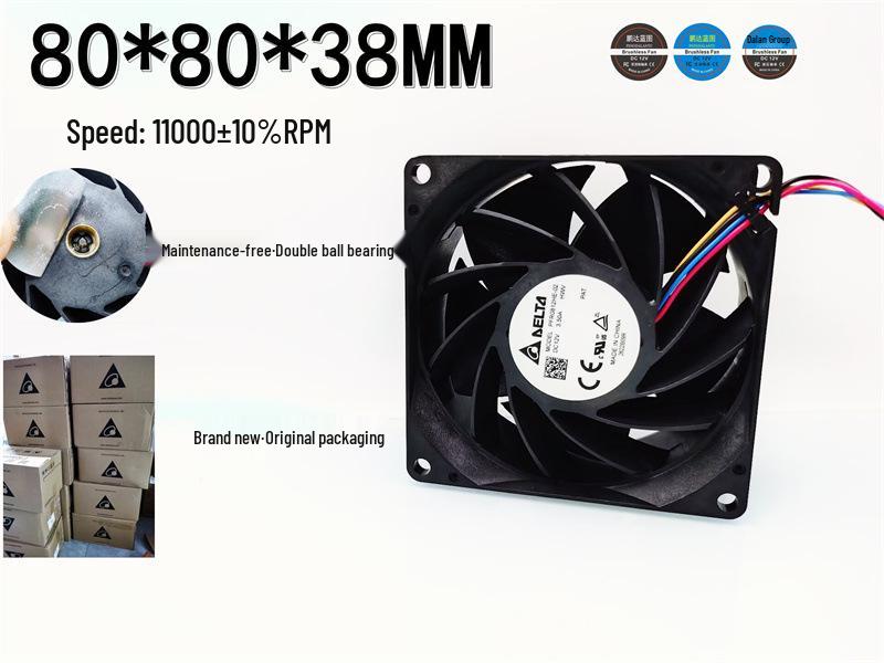 Delta High-Speed PWM 12V Server Fan with Ball Bearings Motherboard 4-Pin Plug