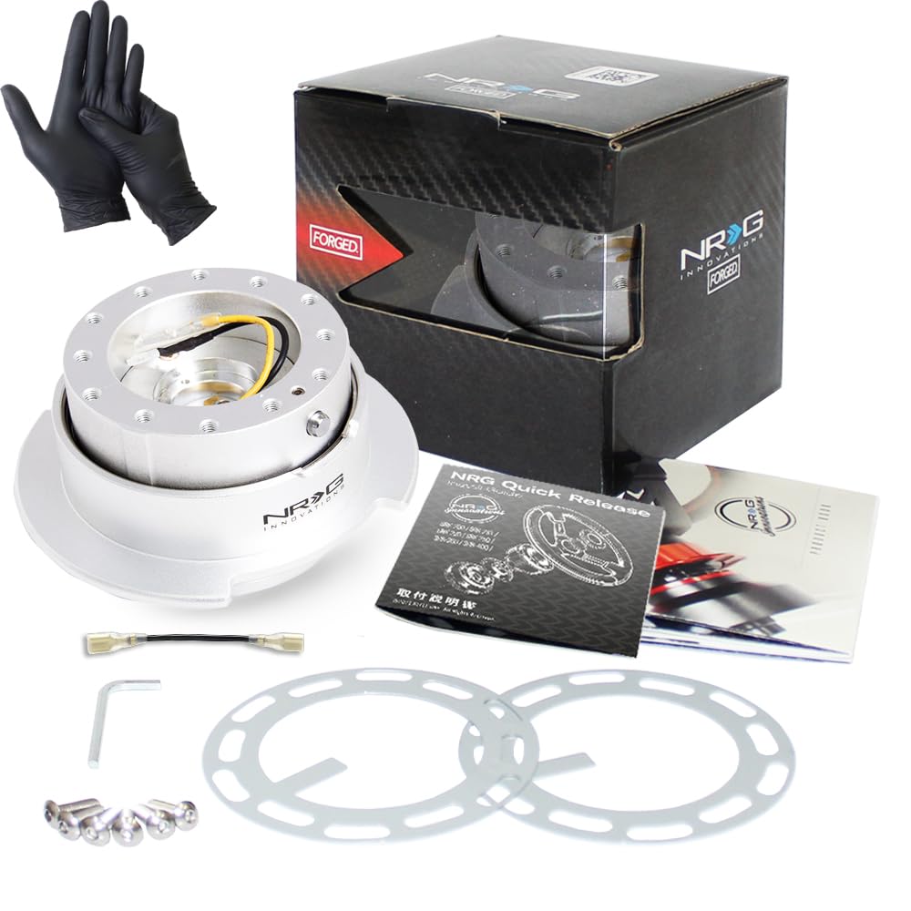 NRG Revolutionary Quick Release Kit with Warranty and GO Nitrile Gloves SRK-250SL 2.5 (Silver)