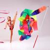 Echipament Gimnastică Ritmică 2M/4M Băț Rulouri Panglici Dans Culori Curcubeu Accesorii Strălucitoare pentru Spectacole de Dans Artistic