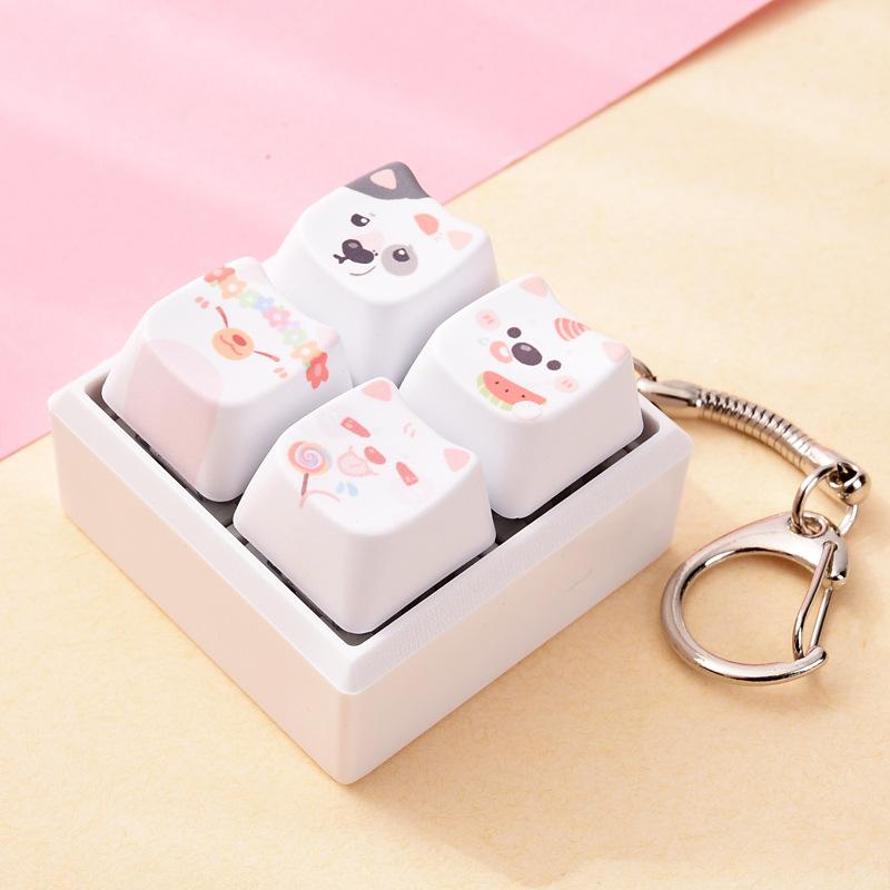 Cute Dog Squeeze Keychain Creative Stress Relief Fidget Pendant Mini Sensory Toy for Handbags Kids Party Gifts