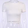 Open Back Crop Tops Summer Women Bandage Lace-up Backless Solid Pullover T Shirt Slim Tee