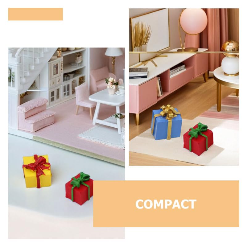 HEMOTON Christmas Tree Mini Resin Gift Charms, 30 Pieces, Assorted Colors, Mini Box Hanging Decoration Ornaments, Party Favors, for Craft Dollhouses