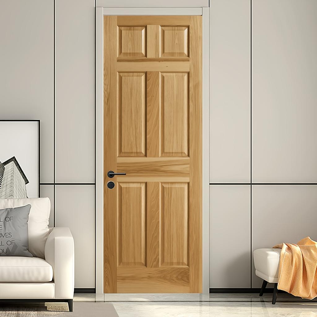 Wood Grain Door Sticker Wallpaper PVC Landscape Home Decor Furniture Vinyl Wrap Waterproof Wall Sticker Bedroom Door Decorative Film