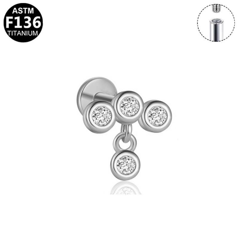 Pure Titanium Four-Pointed Star Lip Stud Jewelry - F136 G23