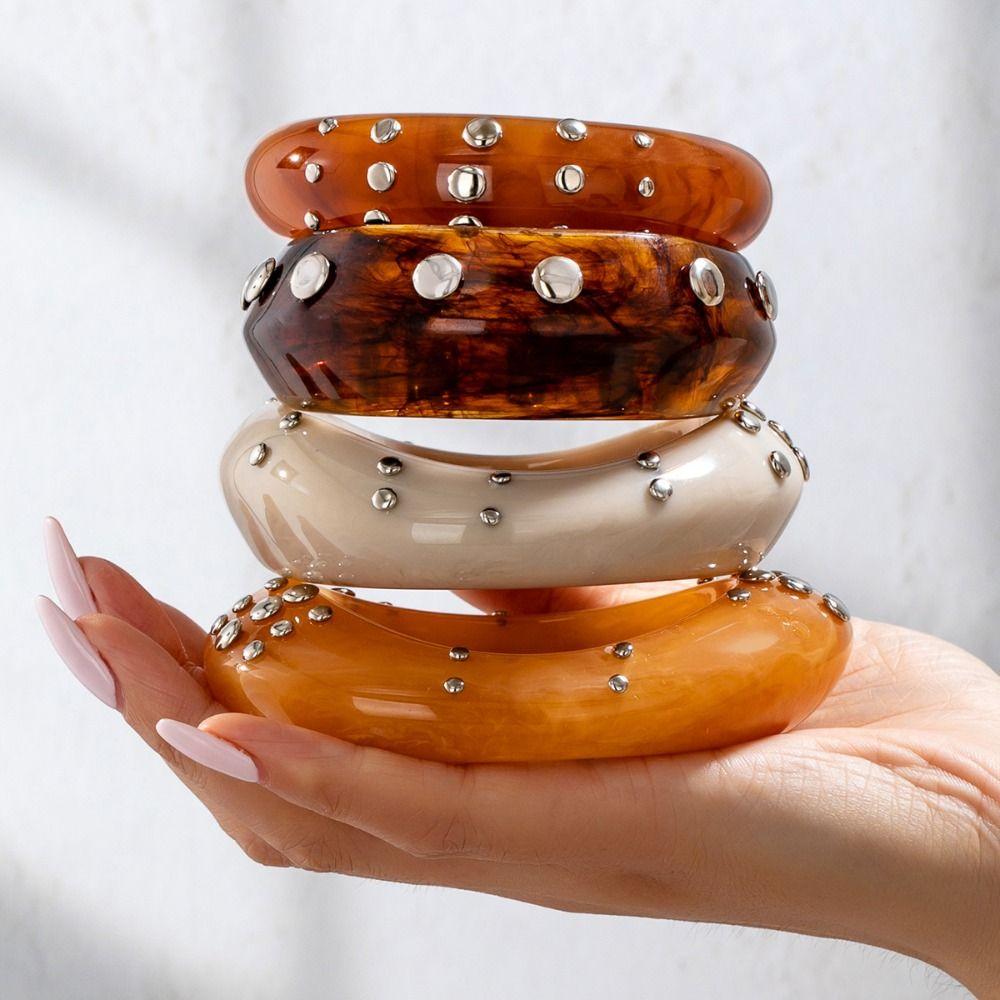 Vintage Acrylic Bangle Bohemian Chunky Bangle Creative Cuff Bracelets  Gift