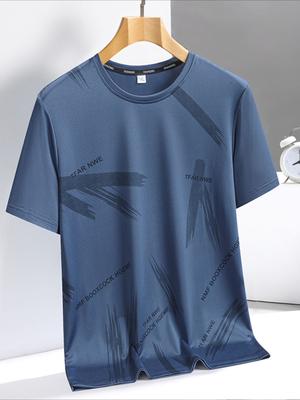 Men's Summer Breathable Lightweight Fashion Short Sleeve T-Shirt with Abstract Print