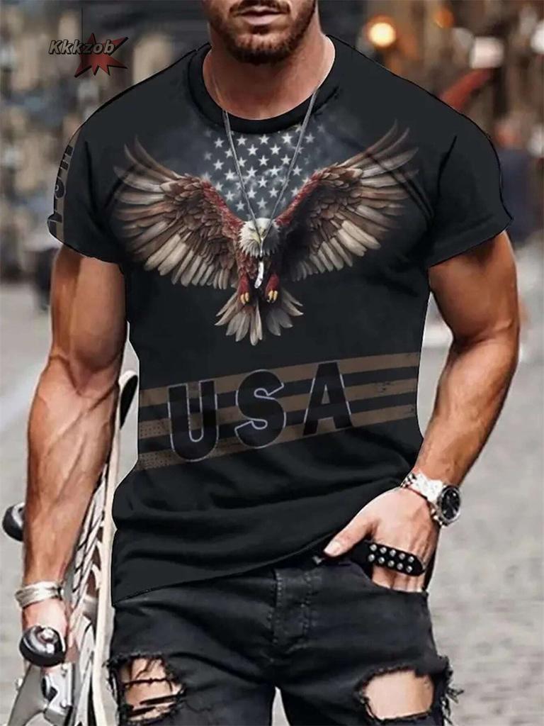 Vintage Animal Eagle 3D Printed Men's T Shirts Casual Short Sleeve Tee Shirt Fashion Outfits Streetwear O Neck Oversized Tops