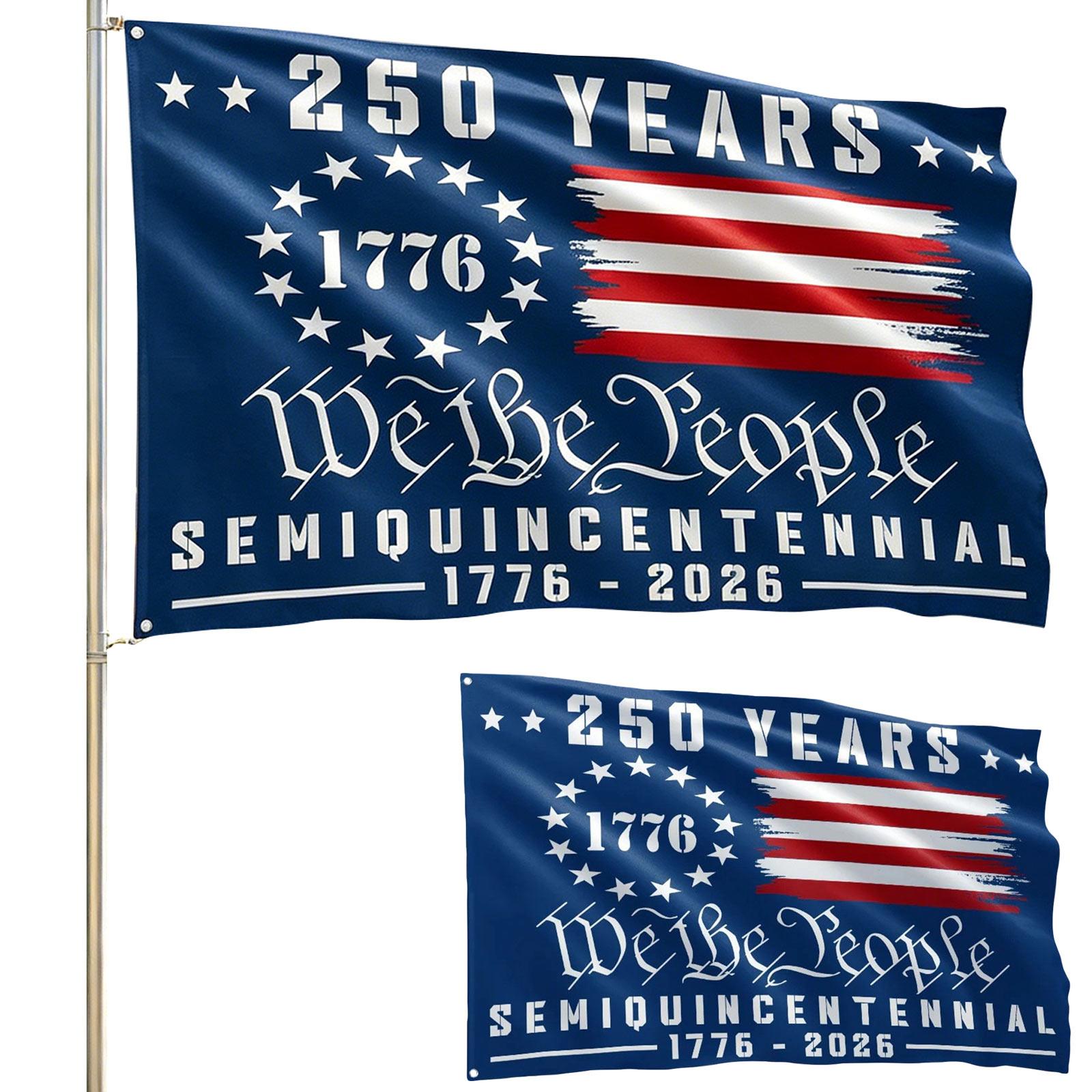 

Semiquincentennial Commemorative Flag 250 Years 1776 to 2026 Double Sided Print Durable Outdoor Banner 150x90cm Polyester Material One Size синий