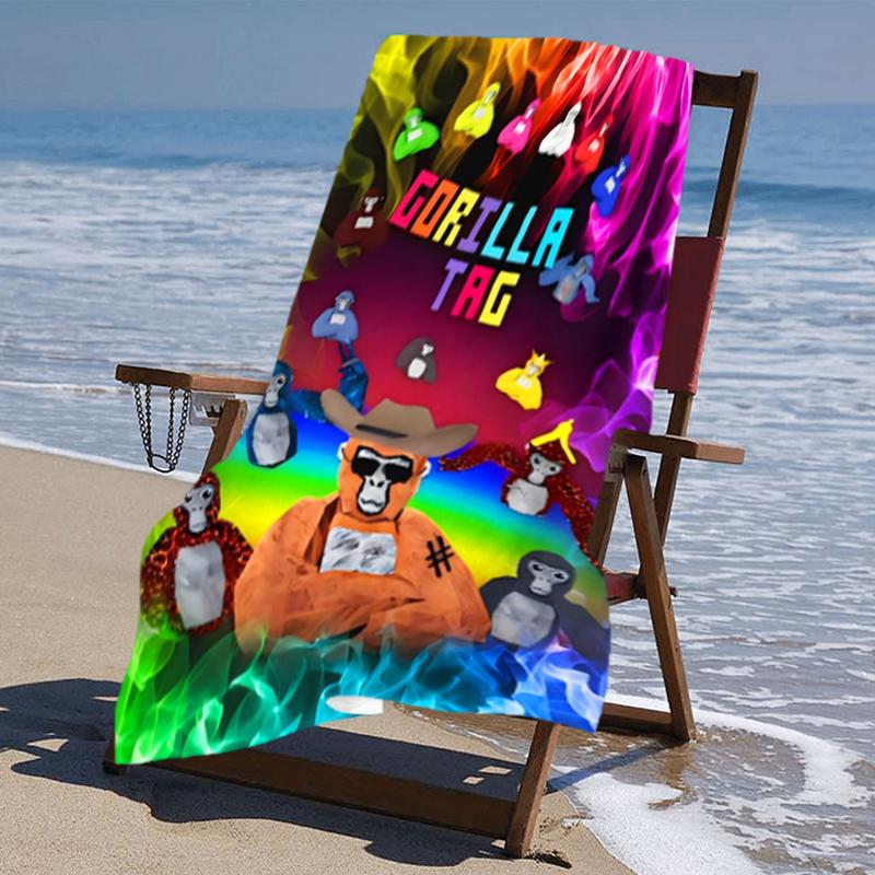 proof beach towel with a Gorilla Tag pattern - soft,absorbent,quick-drying,machine washable - perfect for swimming,camping,bathing