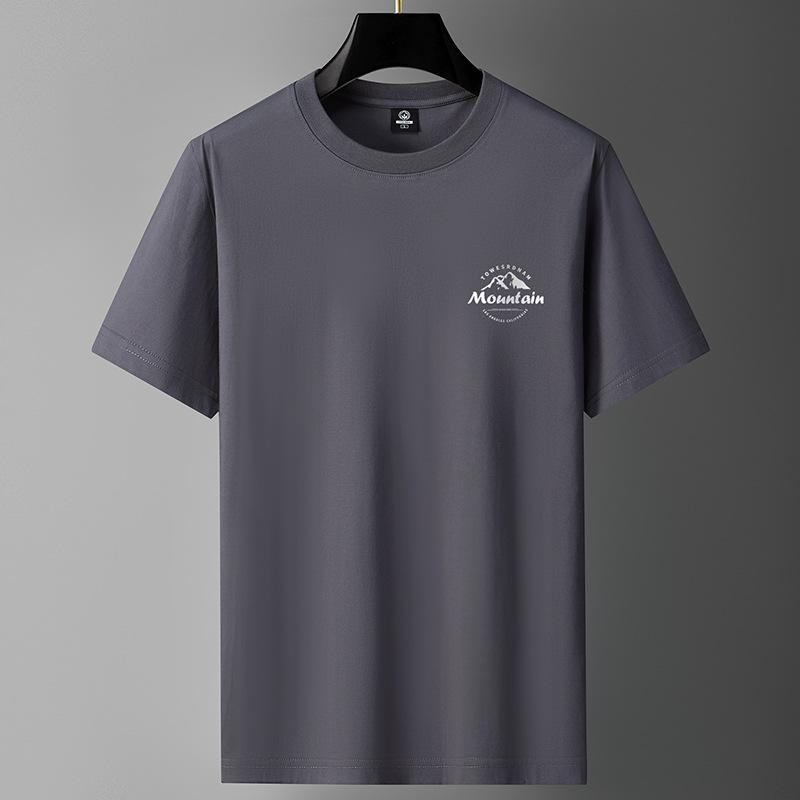 Summer Men's T-shirt Pure Cotton Solid Color Casual Round Neck Top Breathable Loose Thin T-shirt Short-sleeved