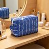 Wavy Pattern PVC Cosmetic Bag Large Capacity Waterproof Travel Toiletry Organizer Portable Storage Pouch with Handle for Bathroom