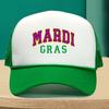Mardi Gras Trucker Hat Polyester Mesh Cap Adjustable Casual Green Purple Unisex