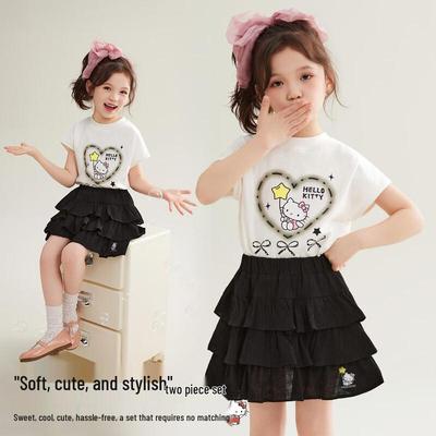 Girls' Summer Short Sleeve Skirt Set