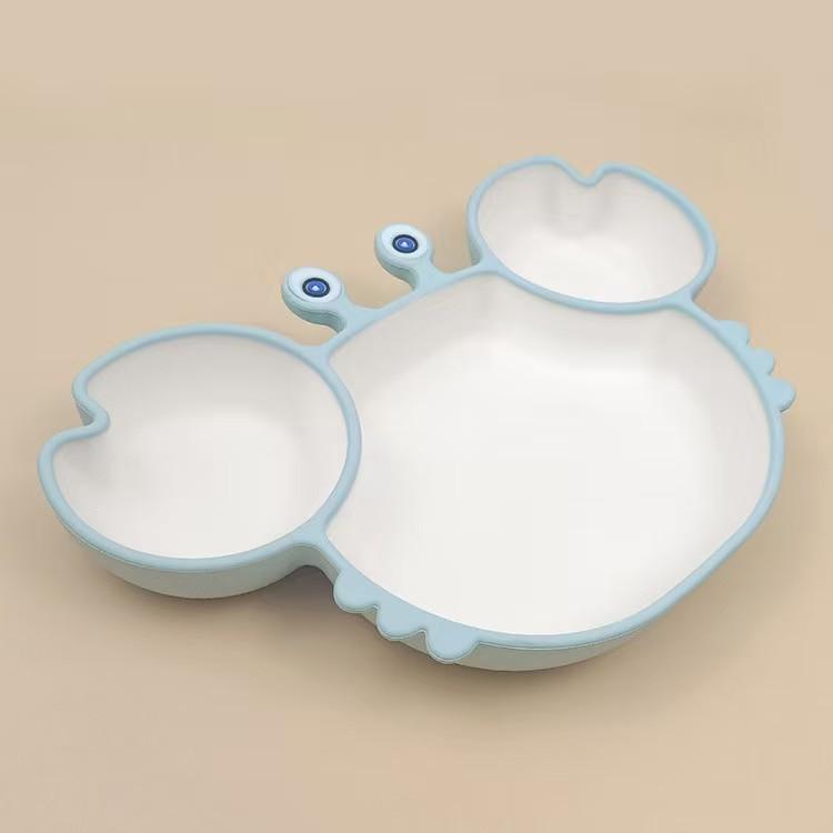 Piatto in Silicone per Bambini Irritabili con Ventosa e Divisori per l'Ora dei Pasti