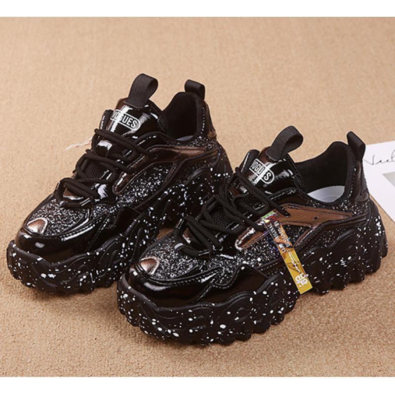 Red Leather Winter Platform Sneakers Women Casual Shoes Thick Sole Chunky Sneakers Women Glitter Dad Shoes Zapatillas De Mujer