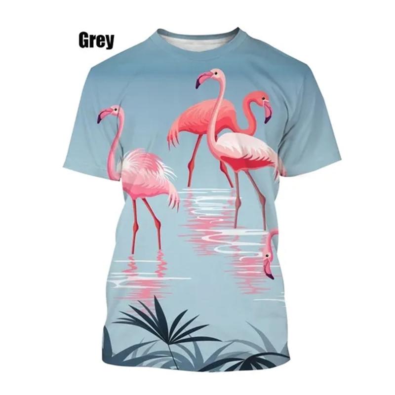 

Летняя горячая распродажа, новая футболка с 3D принтом фламинго, женская одежда, модный топ с короткими рукавами, большая футболка 6XL