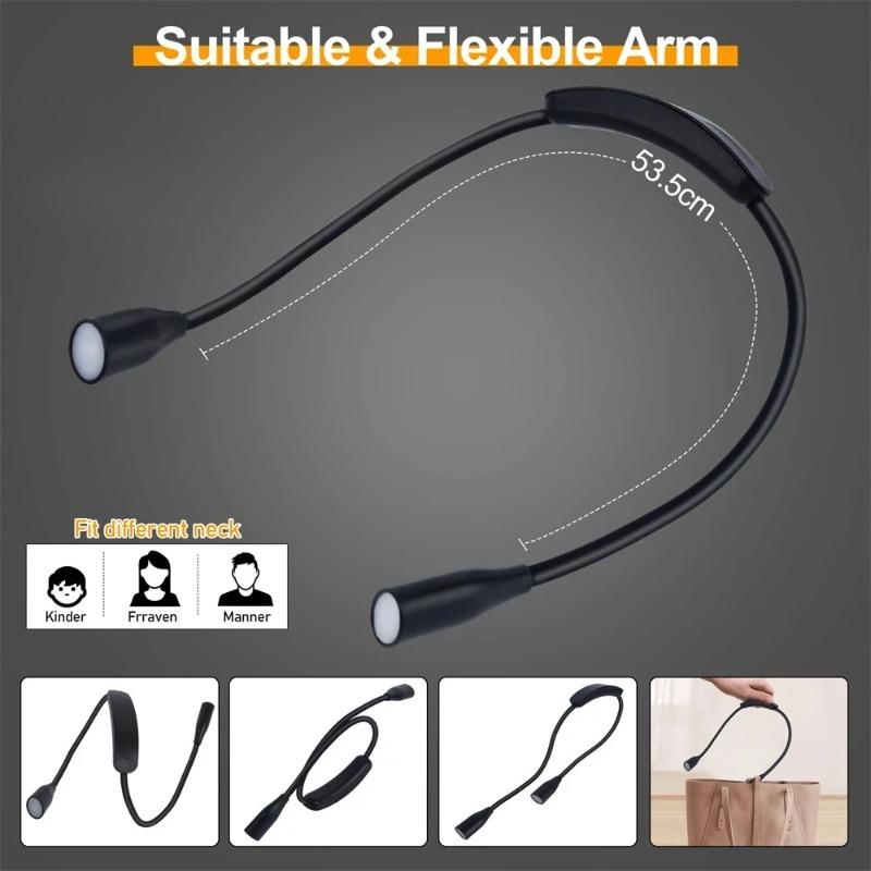 LED Reading Neck Light Book Lamp 360° Flexible Arm Reading Book Light Read Neck Lamp Study Reading Night Light
