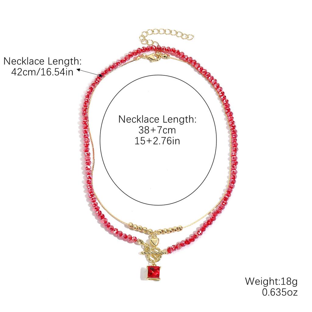 Summer Jewelry Crystal Beaded Double-Layer Necklace Temperament Advanced Sense Dopamine Crystal Necklace