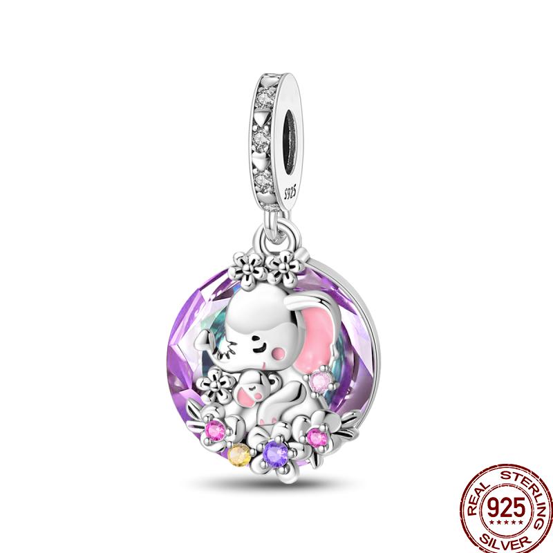 Cute Bear Series Copper Women'S Beaded Beads Shiny Zircon Winter Fit Original Pandach Bracelet Pendant Women