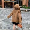 Cappotto Vintage in Lana d'Agnello da Donna Inverno Caldo Largo Ispessito Giacca in Pelliccia Sintetica con Bottoni a Corno