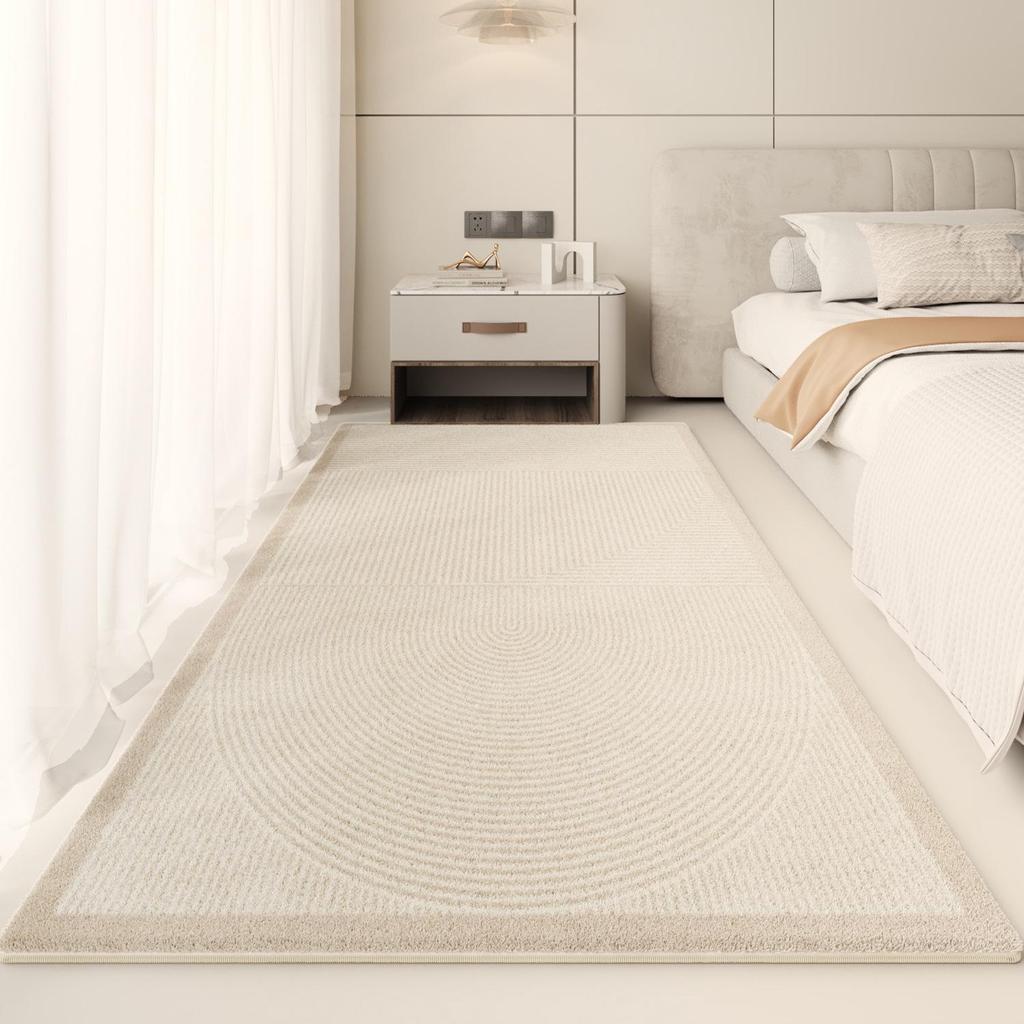 Minimalist Cream Bedside & Living Room Carpet - Thickened Floor Mat for Bedroom & Study