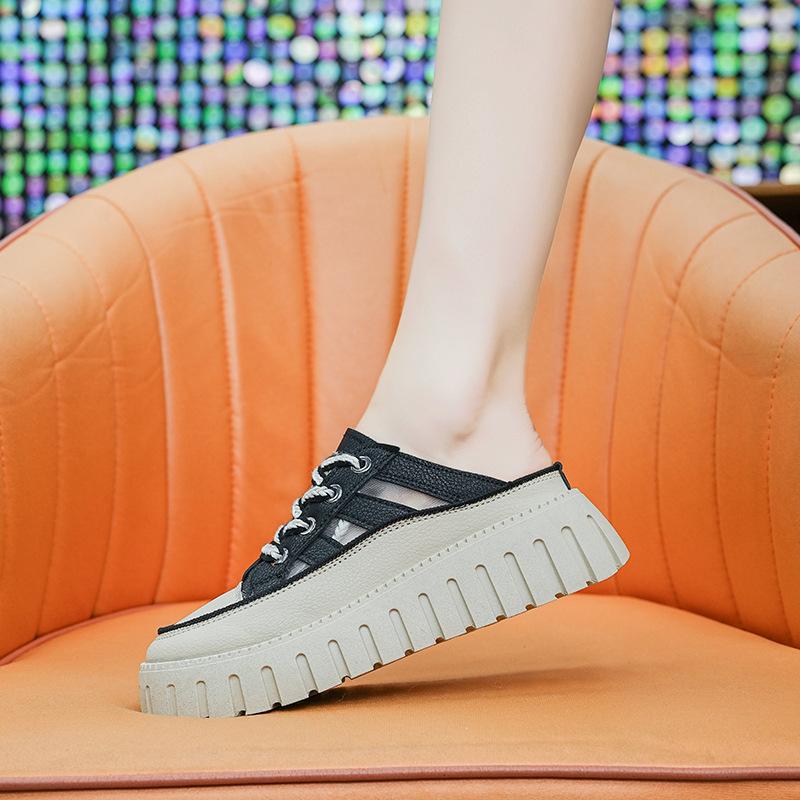 

Летние полые тапочки сандалии универсальные полутапочки верхняя одежда женская обувь мода толстая подошва дышащая мягкая подошва 40