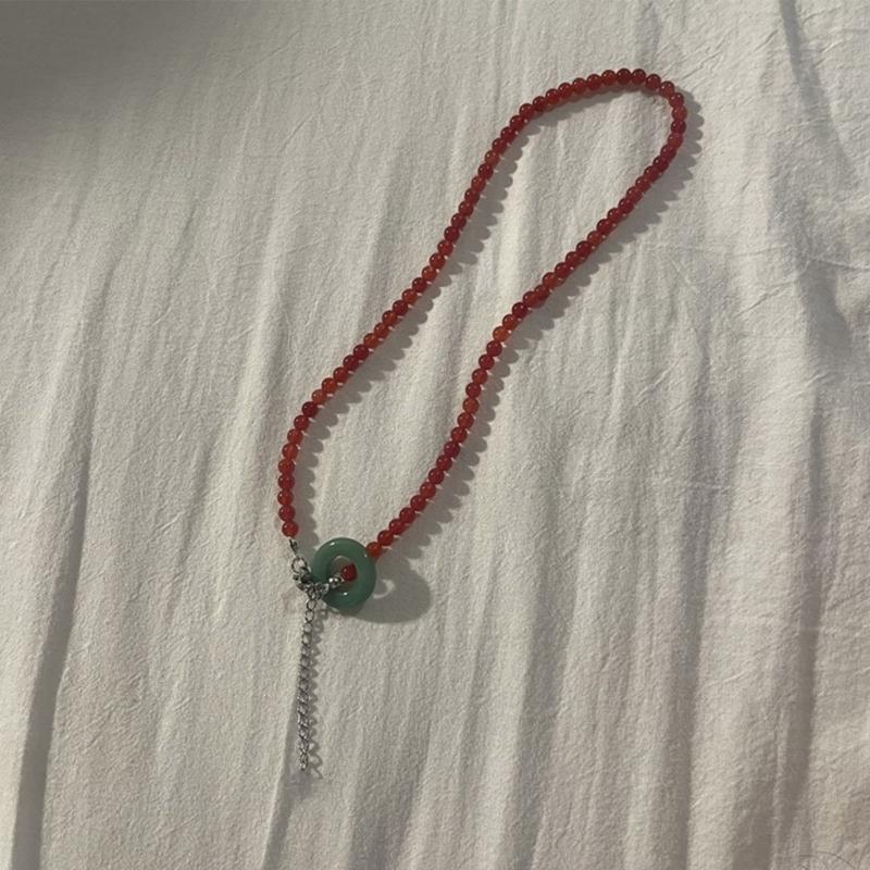 Fashion Crystal Beads Necklace Sweet Neck Jewelry Cute Circle Pendant Choker Neck Chain Gift Unique Elegant Accessory