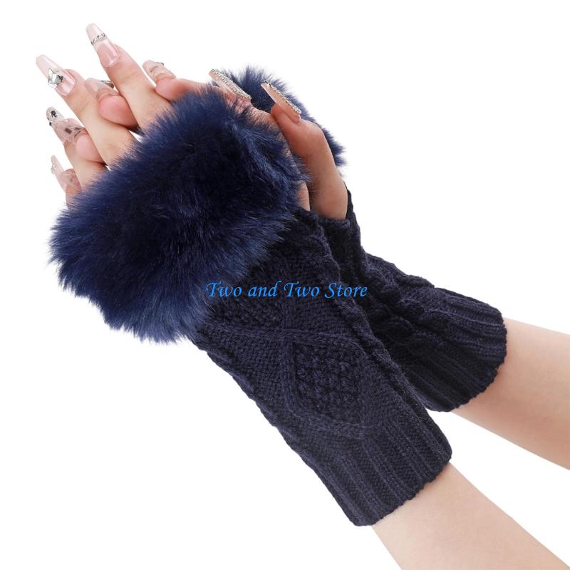 HX6F Elegant Rhombic Knitted Fingerless Arm Warmer Acrylic Fibre Furry Decorative Arm Sleeves for Daily Wear Social Occasion