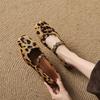 Fashion 2025 Spring Women Pumps Square Toe Low Heel Horsehair Women Shoes Leopord Shallow Button  Mary Janes Ladies Shoes