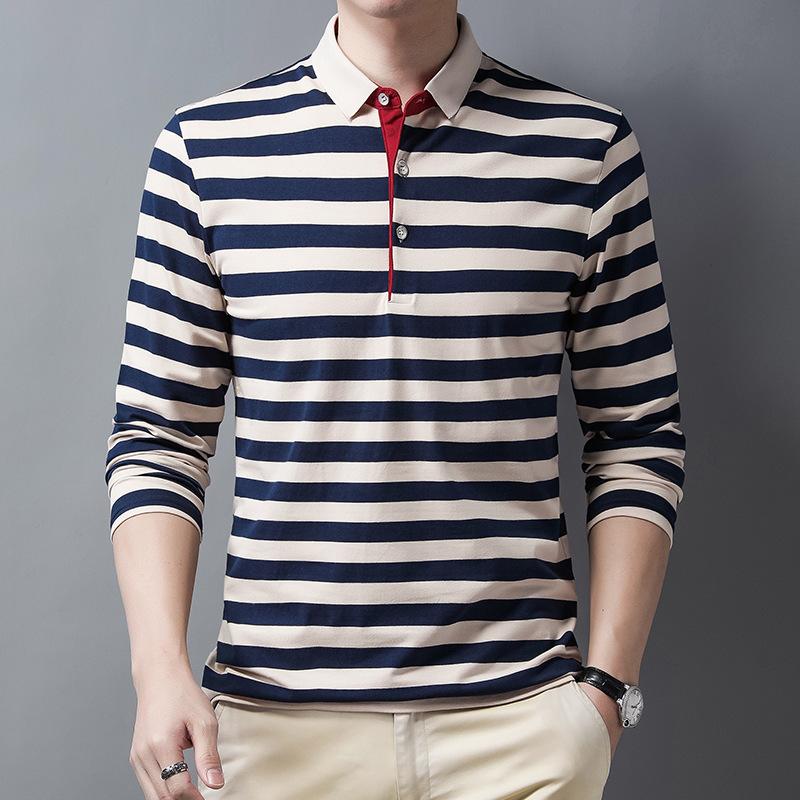 Новая мужская рубашка поло весна-осень с длинным рукавом и базовой рубашкой — фото 3