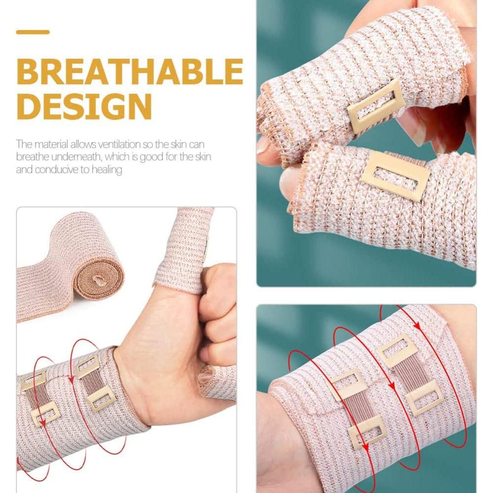 3 kompresní obvazy s klipovým uzávěrem | Strečové elastické bandáže na chodidlo, kotník, koleno, nohu, paži a tělo, svalová natažení