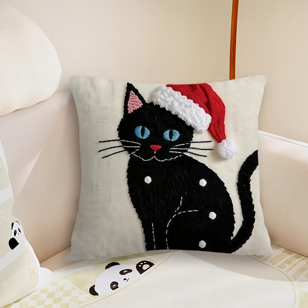 Christmas Cute cat cushion cover Plush Fabric Soft Double Sided Print Sofa Cushion Cover Throw Pillow Covers