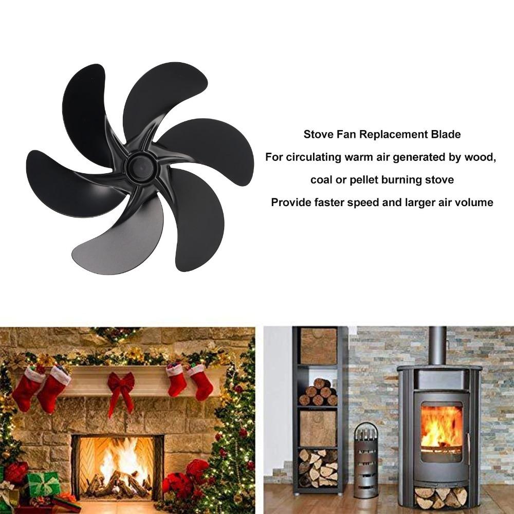 High Temperature Resistant Stove Fan Blades 6-Blades Fireplace Fan Replacement Fireplace Burner