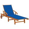 Garden Chaise Longue with Cushion Solid Acacia Wood