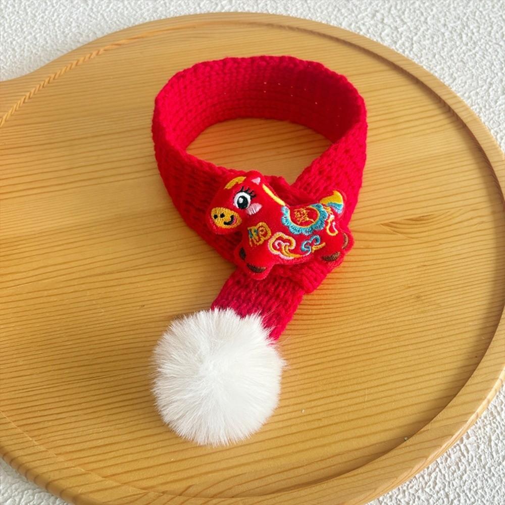 

Year Pet Red Color Pet Scarf Warm Collar Horse Year Cat Scarf Blessing Hoop Lucky Design Dress Up Accessories Holiday Dress Up M