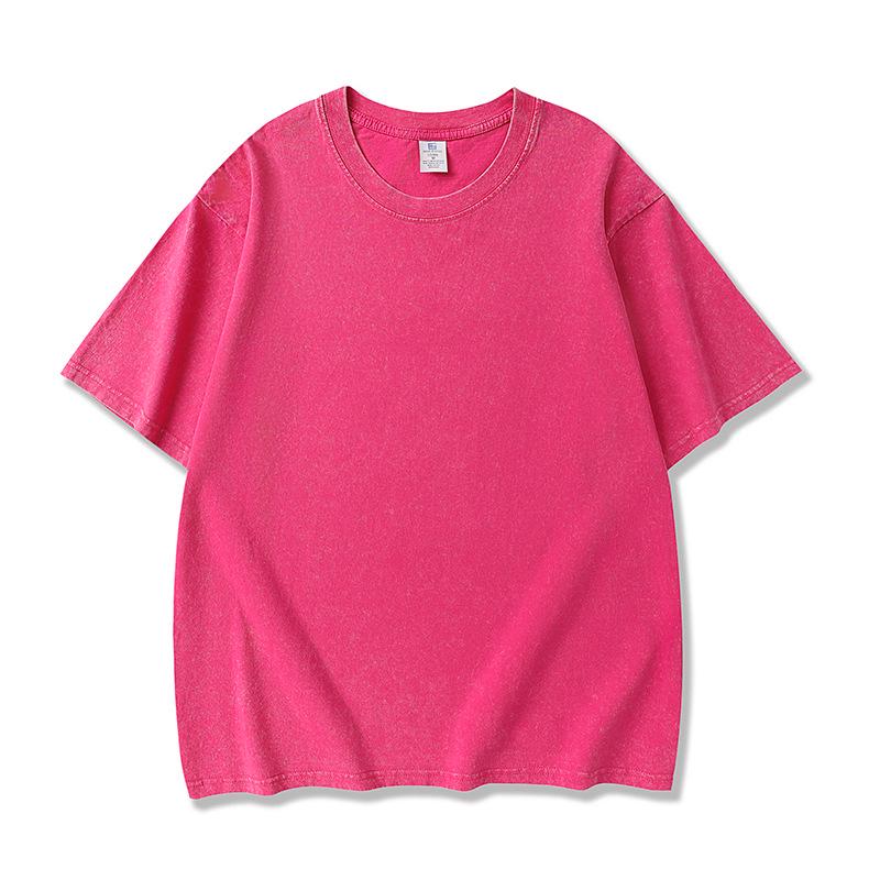 Retro Washed Distressed Short Sleeve T-shirt - 250g High Density Cotton, 8 Colors