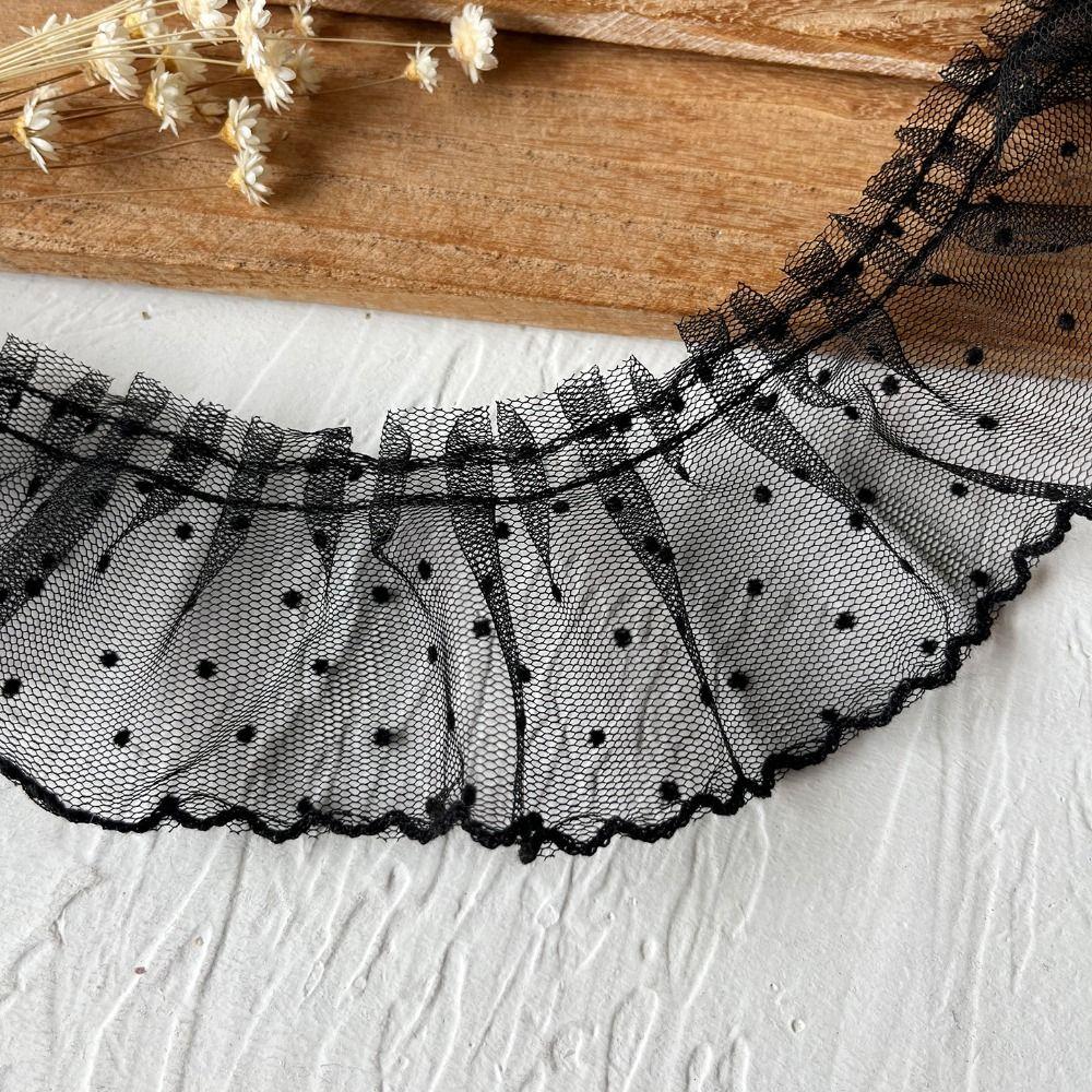 Black/White Mesh Lace Trim Vintage Lace Fabric Ribbon Decoration Material Pleated Lace Trim  Cuffs
