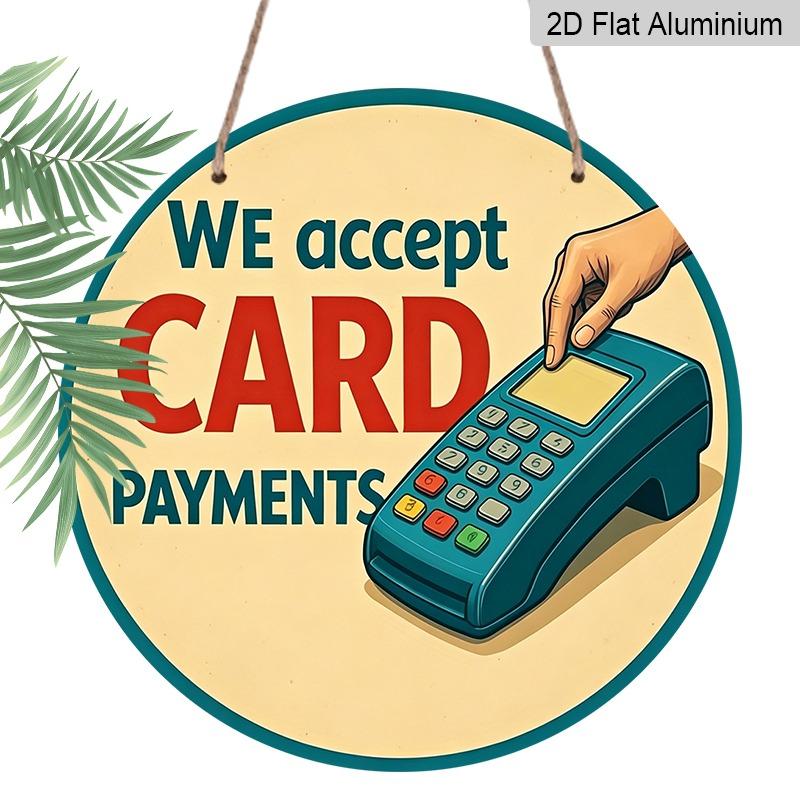 

2D Flat, Retro-style High-end Aluminum Wall Covering, Available in Various Sizes. Credit Card Acceptance Sign. Suitable for Indoor and Outdoor 20*20cm